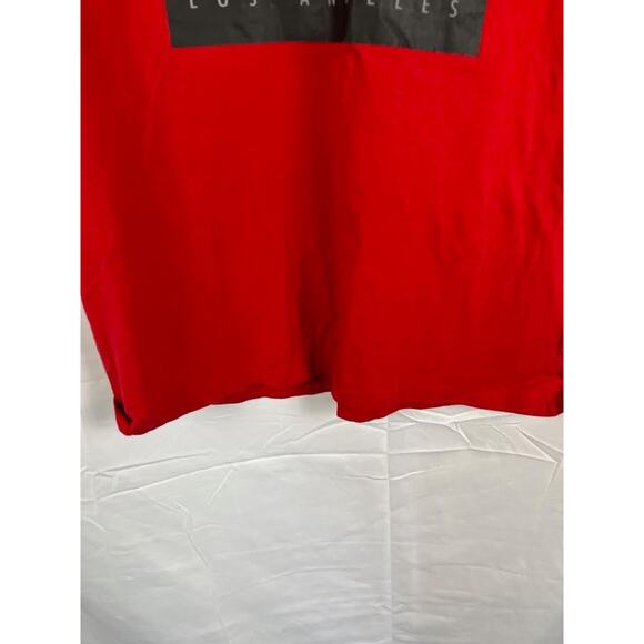 Guess Denim Los Angeles Eighty-One Red T Shirt size 2XL Raised Lettering FLAW - Picture 6 of 8